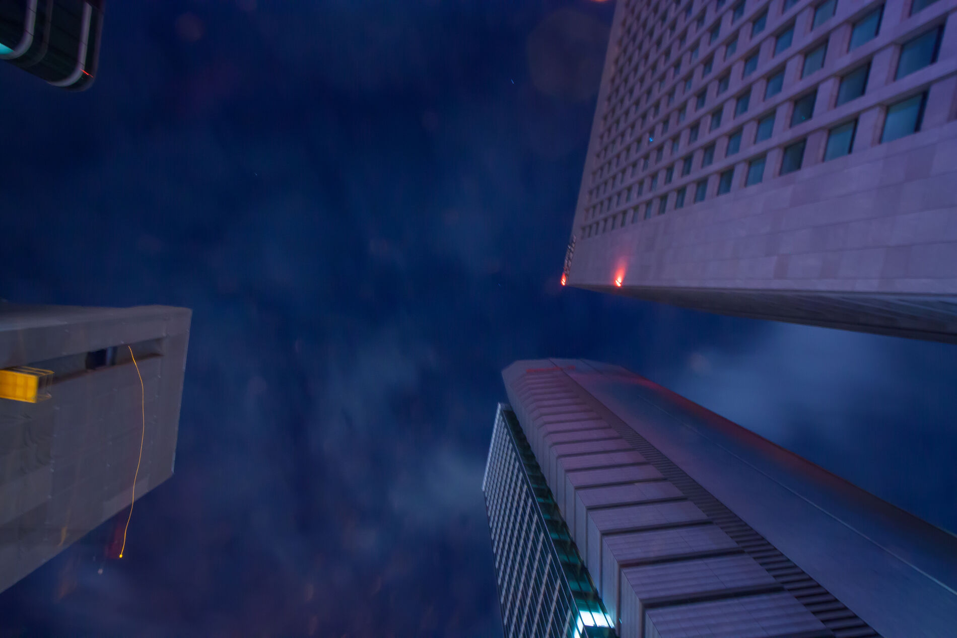 Financial-district towers at night